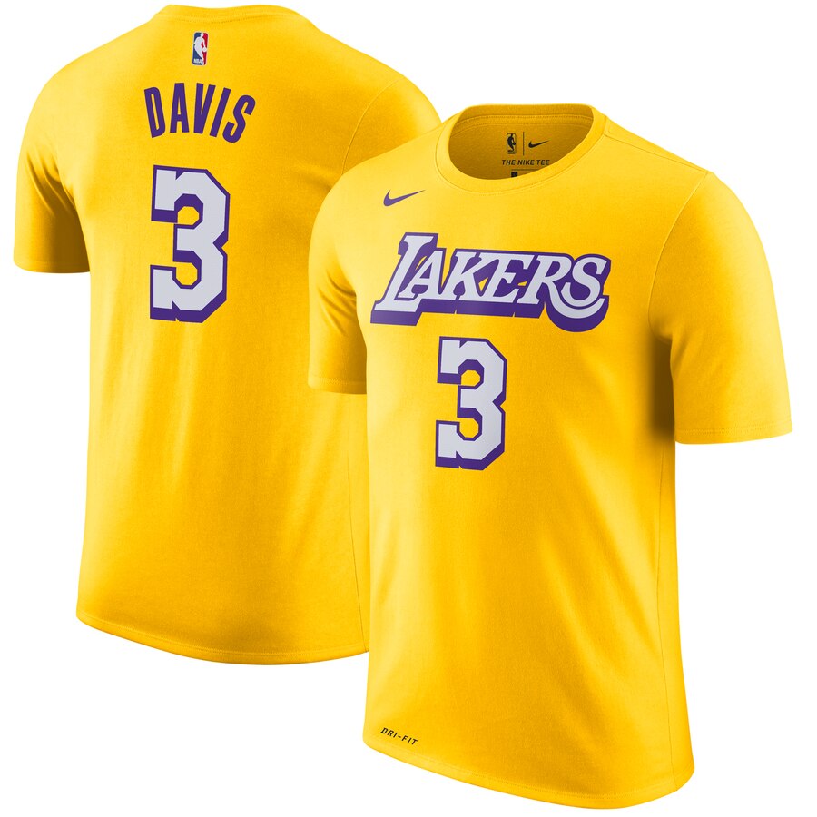 Men 2020 NBA Nike Anthony Davis Los Angeles Lakers Gold 201920 City Edition Name Number TShirt